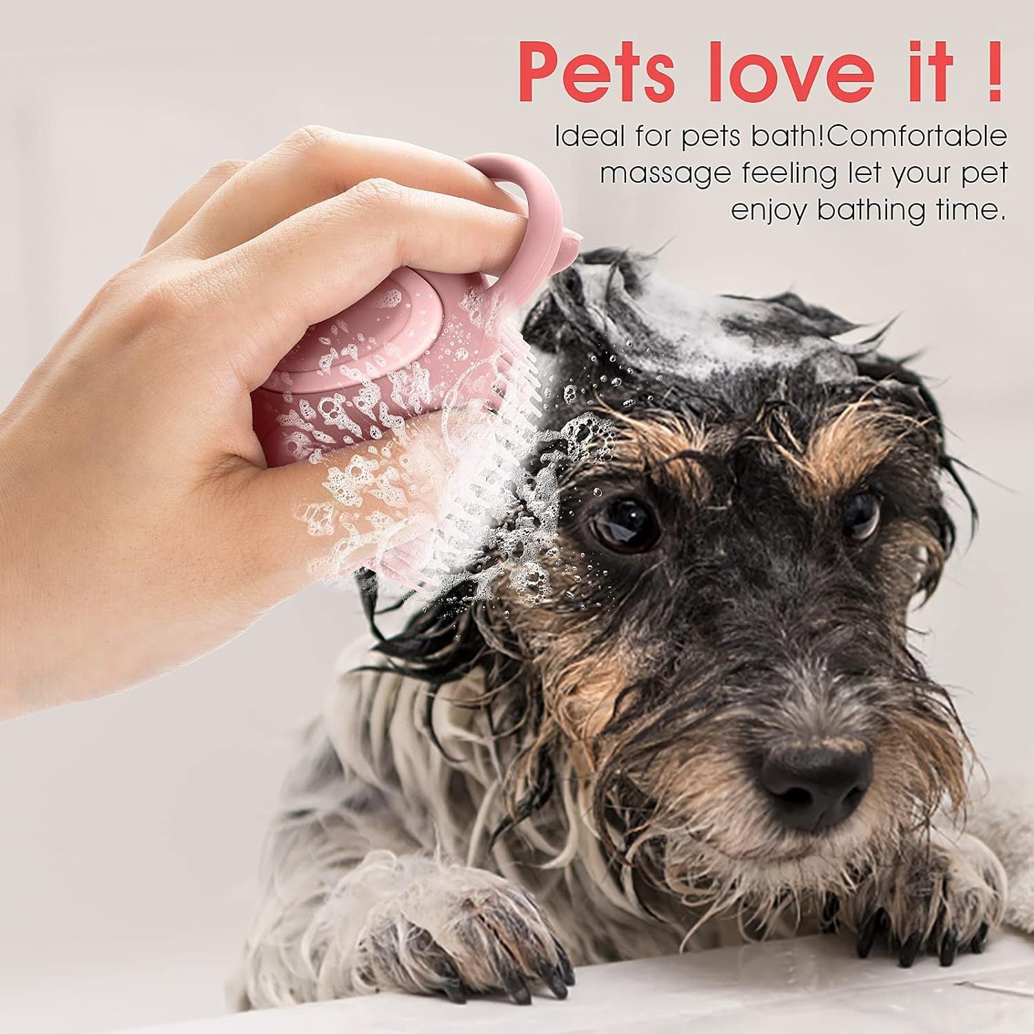 Soft Silicone Pet Grooming Brush For Dogs And Cats - Hair Fur Cleaning And Massage Tool With Shampoo Dispenser