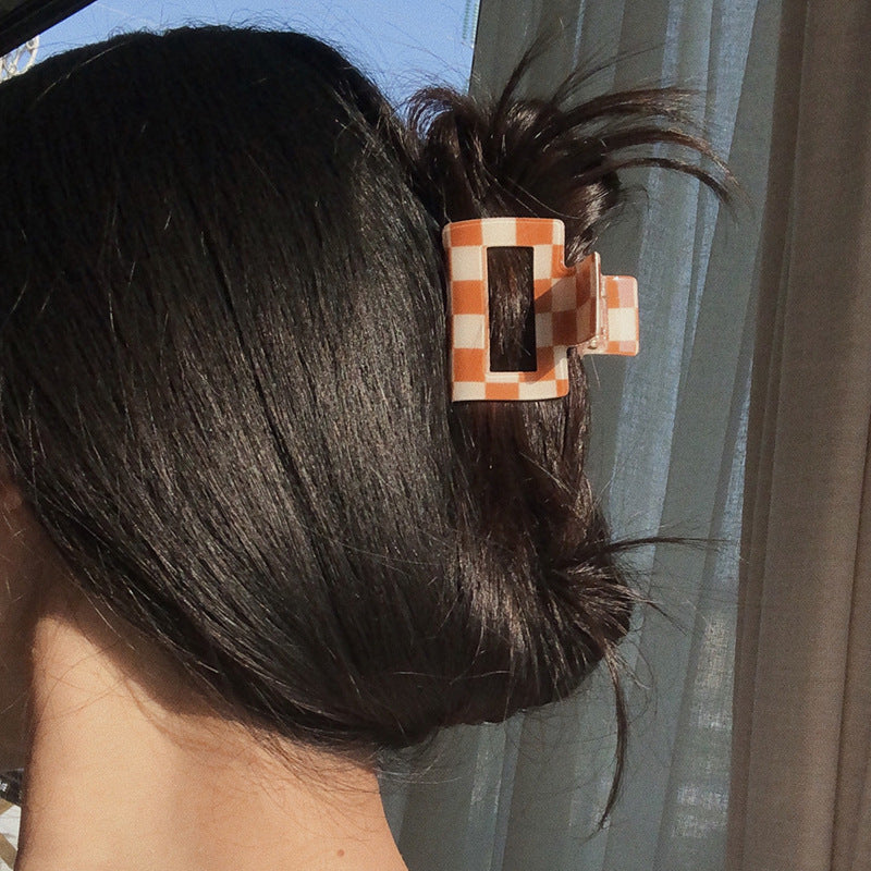 Colorful Checkerboard Grab Clips All-match Hair Grasping Simple