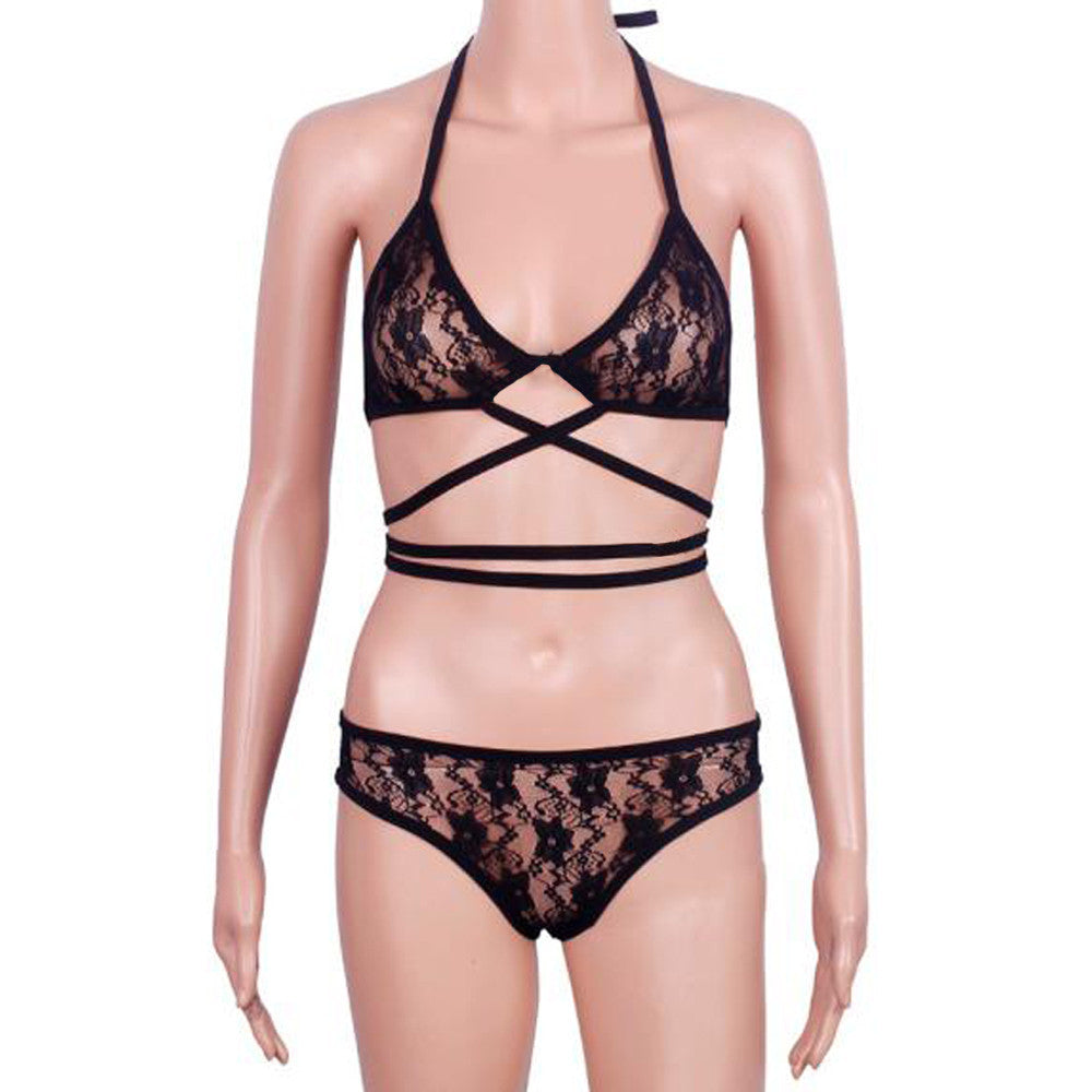 Ladies lace bra underwear set