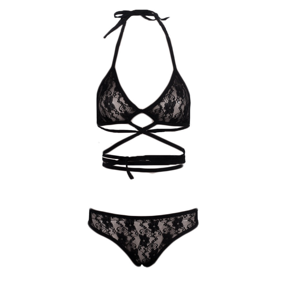 Ladies lace bra underwear set