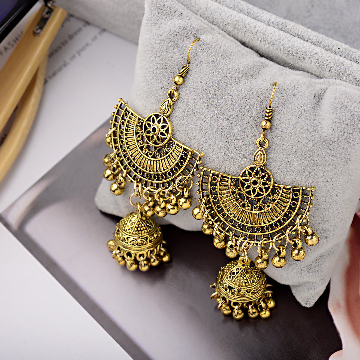 Bell Tassel Earrings Diamond Lens Earrings Vintage Earrings Bell Earrings Earrings