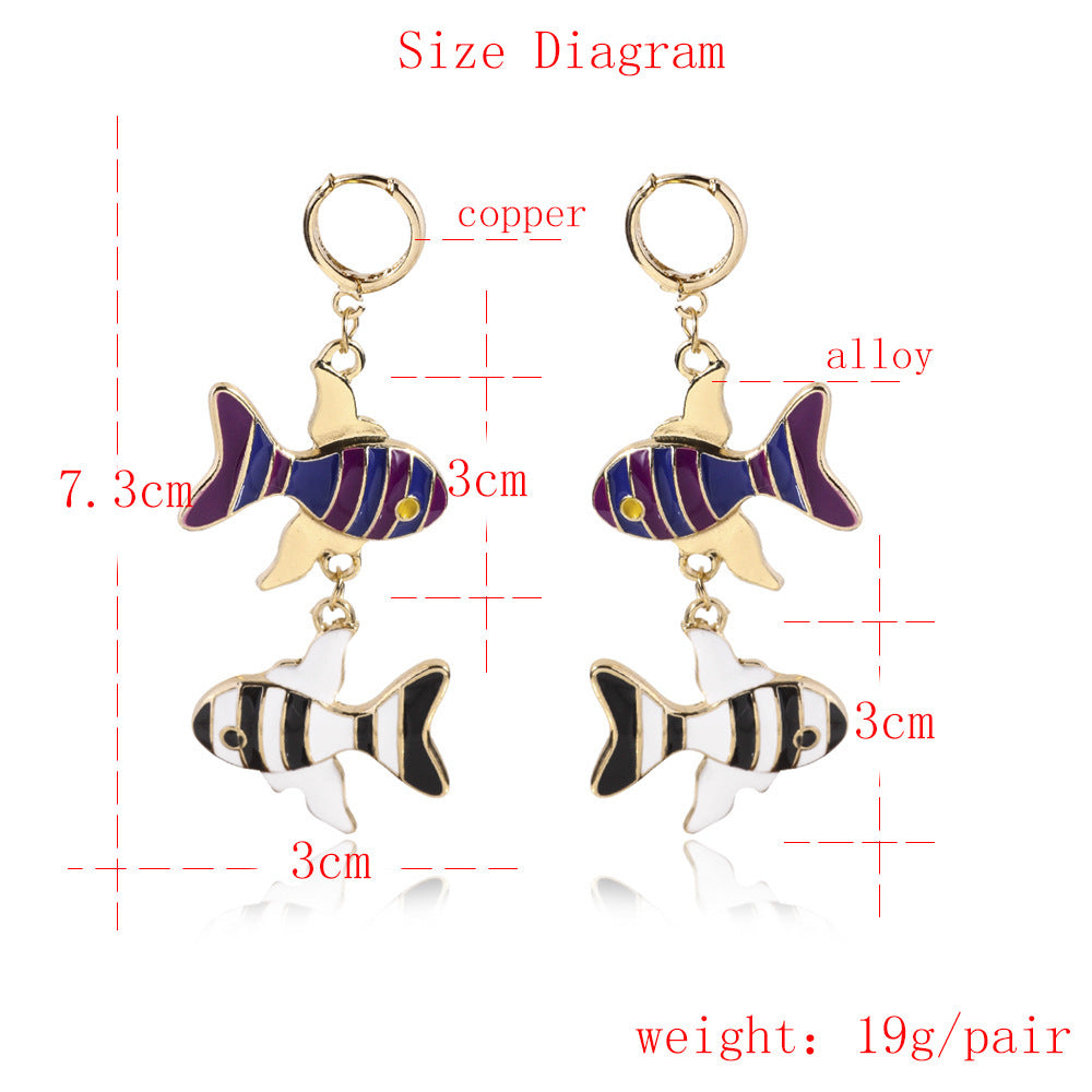 European And American Earrings Alloy Oil Dripping Fish