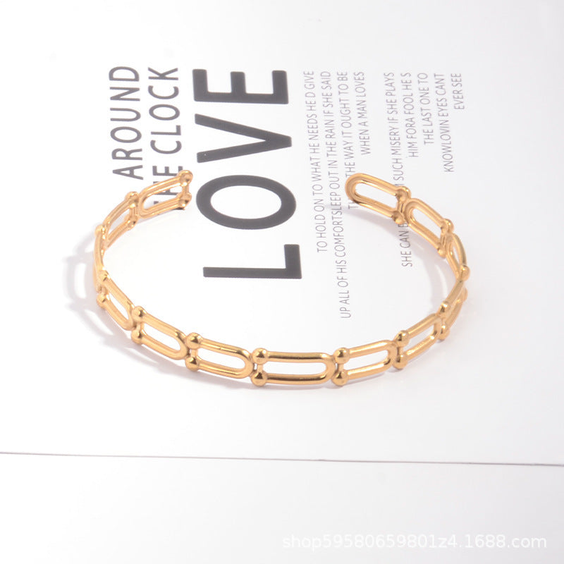 Stainless Steel Bracelet Opening Gold-plated Design