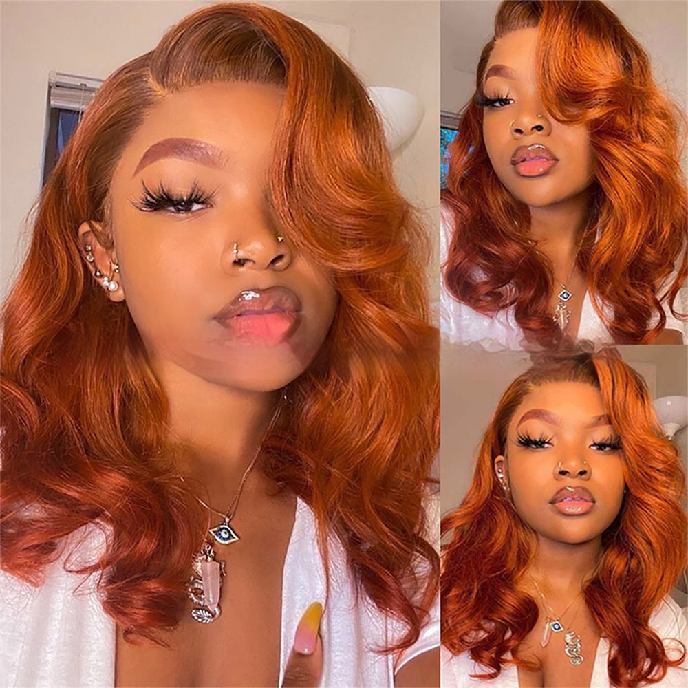 Ginger Body Wave Lace Front Wig In Stock Orange Big Wave Lace Headgear