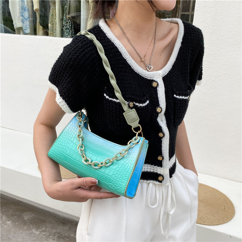 Female Bag Tide Chain Portable Fashion Western Style Net Red One-shoulder Armpit Small Square Bag