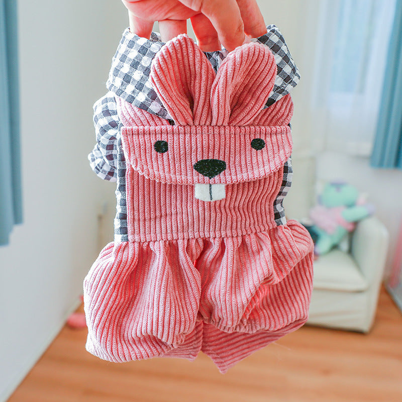 Four-legged Plaid Overalls For Pets