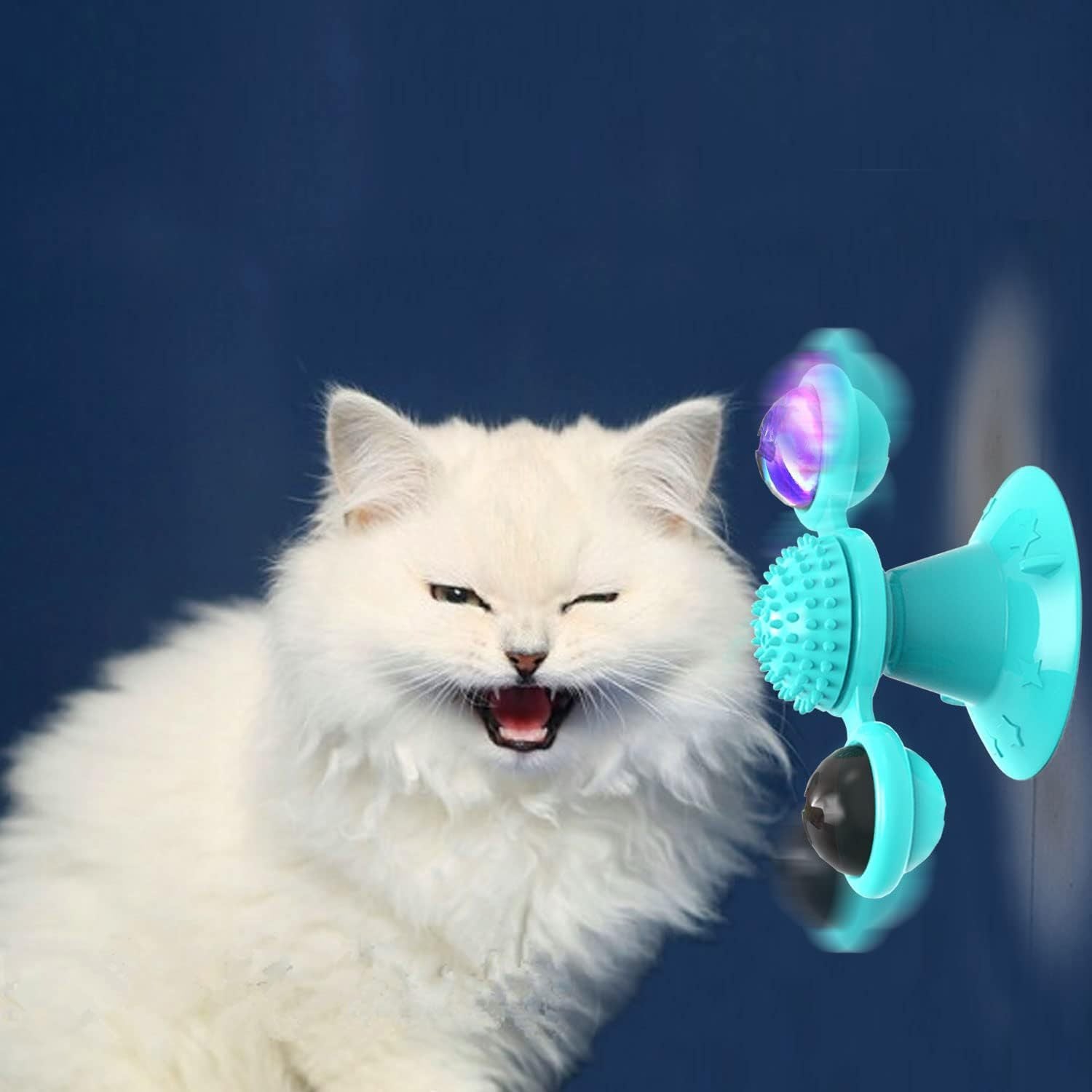 Animal Doll  Stuffed Cat Pet  Catnip Grass Toy Interactive Windmill Cat Toys With Catnip  Cat Toys For Indoor Cats Funny Kitten Toys With LED Light Ball Suction Cup Cat Nip Toy For Cat Chew Exerc