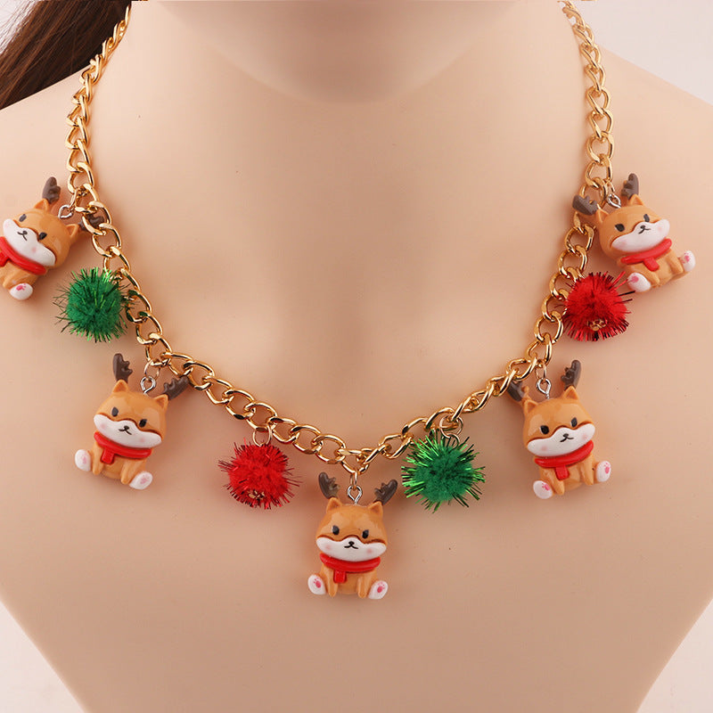 New Christmas Tree Bell Santa Claus Necklace Creative Personalized Pendant Clavicle Chain Women's Jewelry