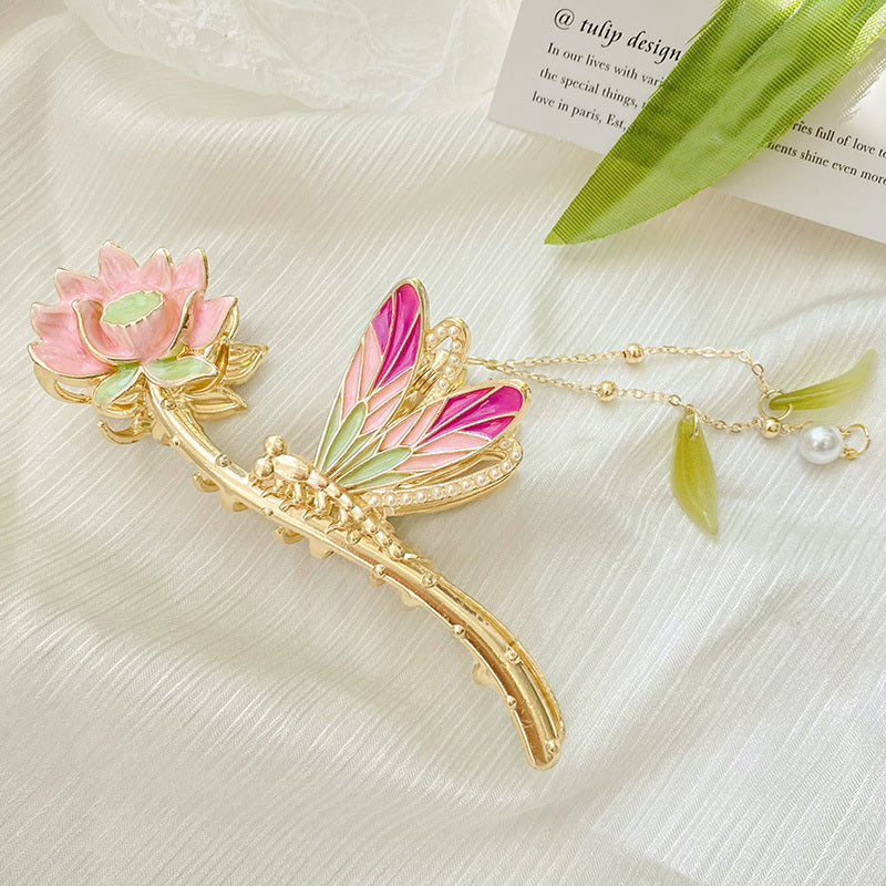 Women's Fashion Tassel Pendant Lotus Flower Hair Clips