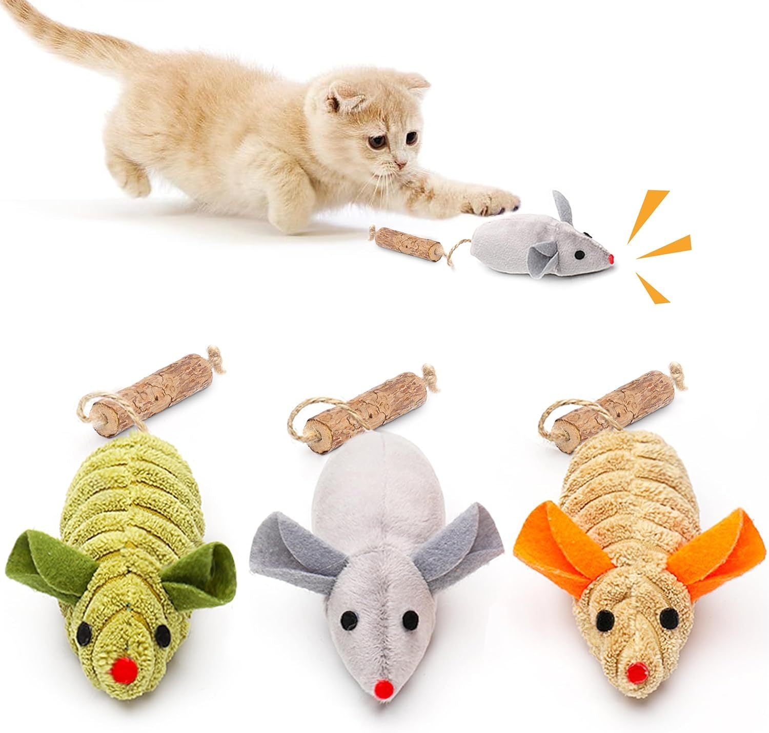 Potaroma Cat Toys  Squeak Mice Interactive Catnip Silvervine Animals Toys For Indoor Kittens  Cat Nip Chirping Toy Cat Chew Exercise Toy For All Breeds And Species