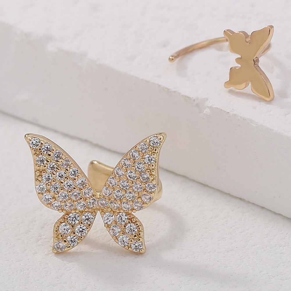 Minority Design Micro-zircon Bow Earrings Earrings Earrings Earrings Clip Female Simple Personality 100-point Temperament No Holes Earrings Earrings