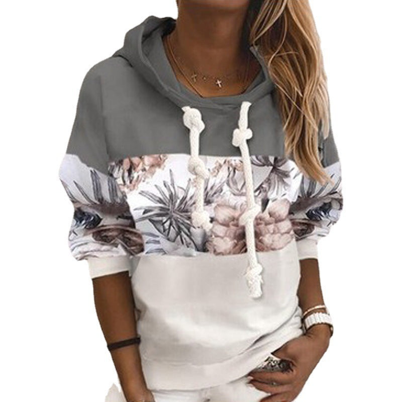 Casual Colorblock Contrast Print Women's Hoodie