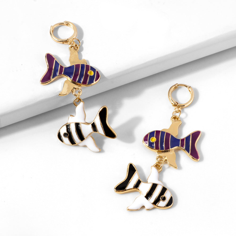 European And American Earrings Alloy Oil Dripping Fish