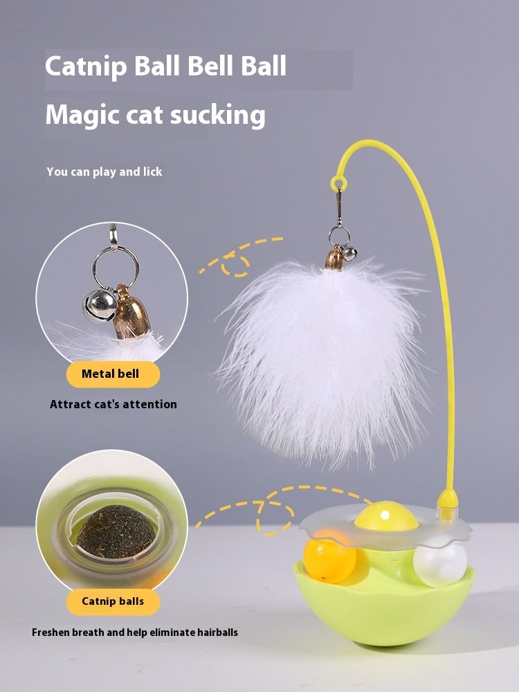 Cat Interactive Toy Funny Tumbler Toy Kitten Exercise Catching Leaky Food Ball Teaser Feather Wand Toys For Cat Accessories Pet Products