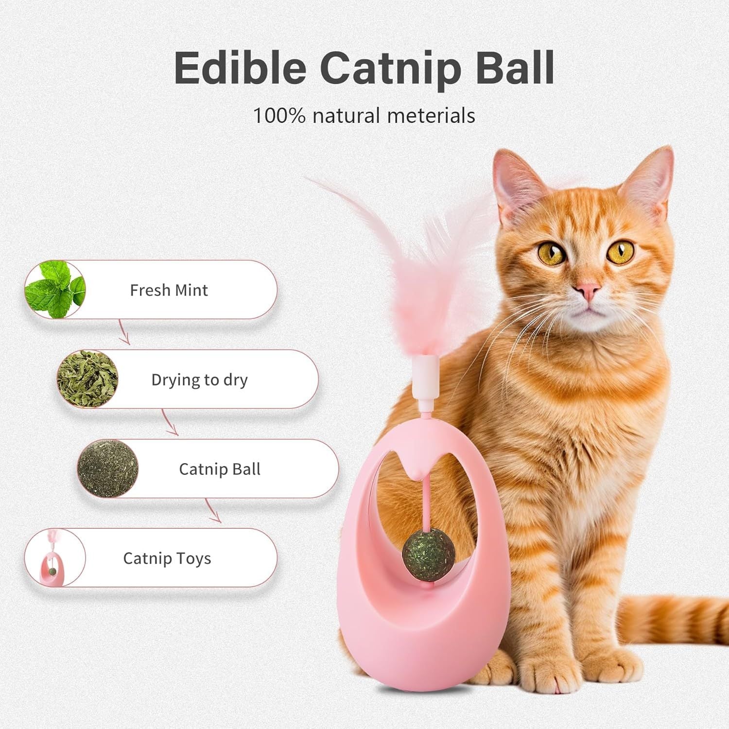 Catnip Toys For Cats Tumbler Cat Toy With Edible Catnip Balls Interactive Funny Toy Indoor With Feathers Exercise Plaything For All Breeds