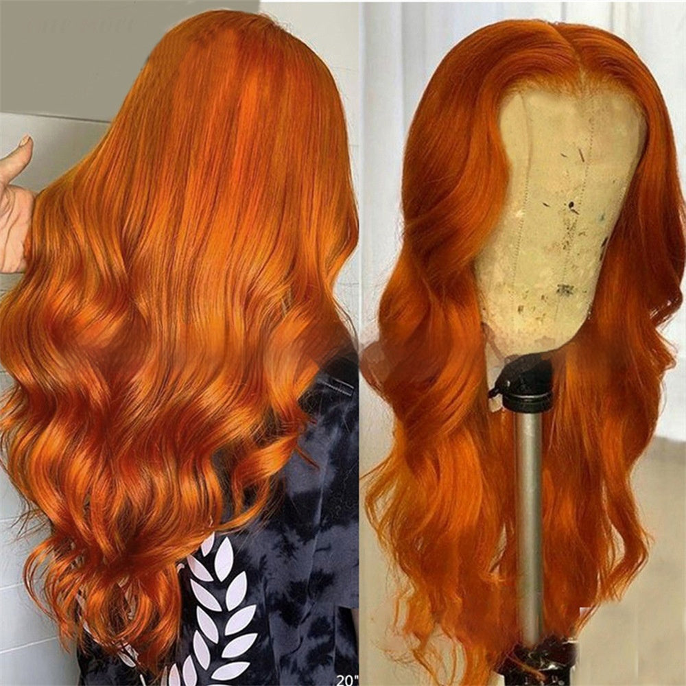 Ginger Body Wave Lace Front Wig In Stock Orange Big Wave Lace Headgear