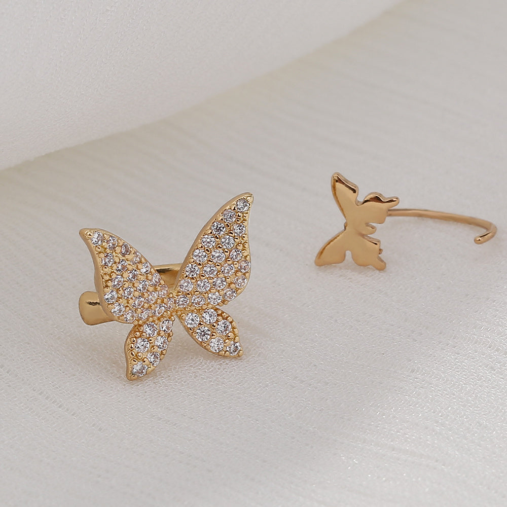 Minority Design Micro-zircon Bow Earrings Earrings Earrings Earrings Clip Female Simple Personality 100-point Temperament No Holes Earrings Earrings