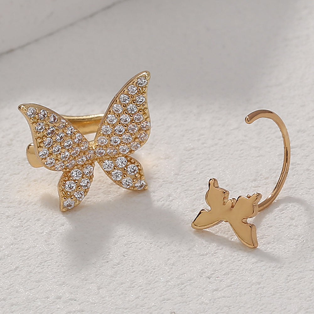 Minority Design Micro-zircon Bow Earrings Earrings Earrings Earrings Clip Female Simple Personality 100-point Temperament No Holes Earrings Earrings