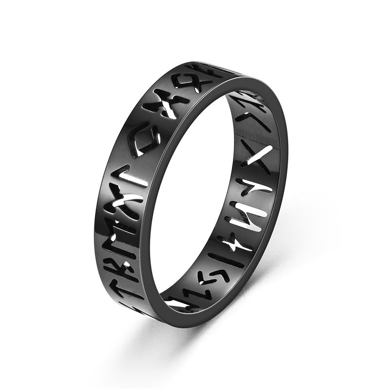 Viking Text Stainless Steel Hollow Titanium Steel Ring