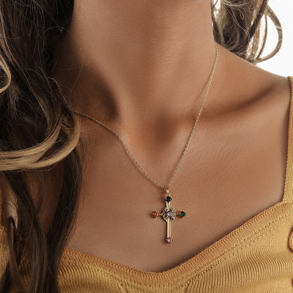 Women's Fashion Personalized Zircon Cross Necklace