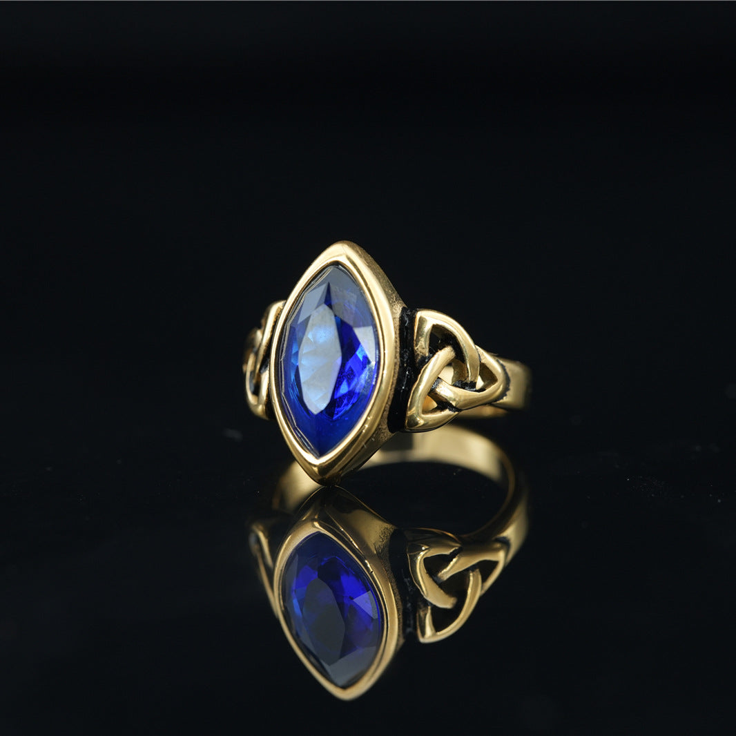 Fashion Retro Gem Titanium Steel Ring For Men And Women Ethnic Style