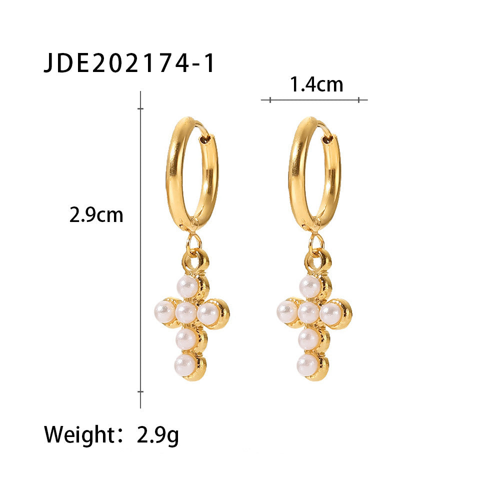 French Fashion All-match Titanium Steel Earrings 18K Gold Stainless Steel