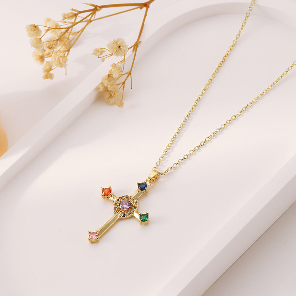 Women's Fashion Personalized Zircon Cross Necklace