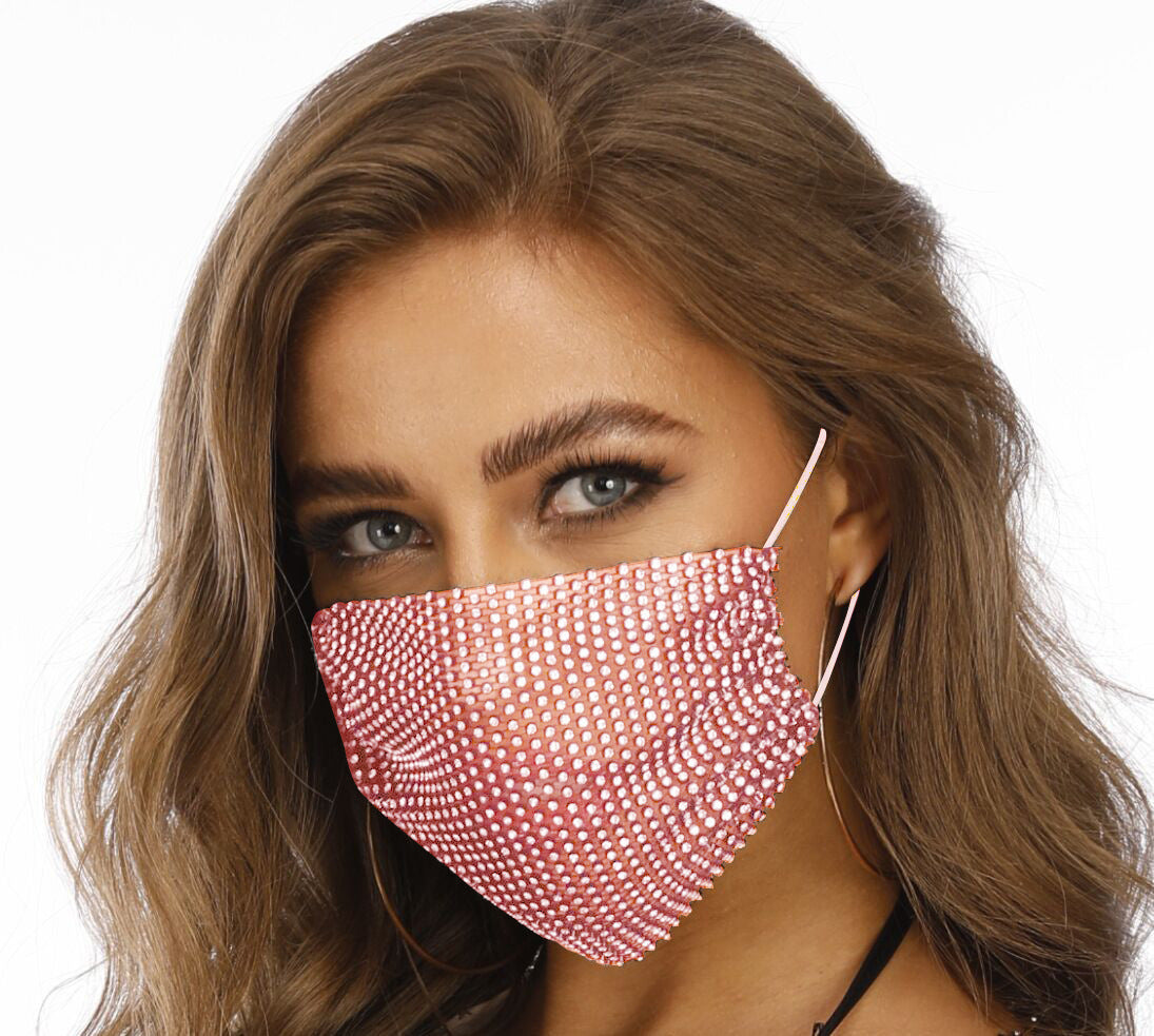 Novelty Fishnet-shaped Star Rhinestone Face Mask