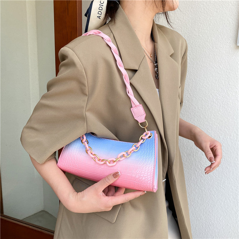 Female Bag Tide Chain Portable Fashion Western Style Net Red One-shoulder Armpit Small Square Bag