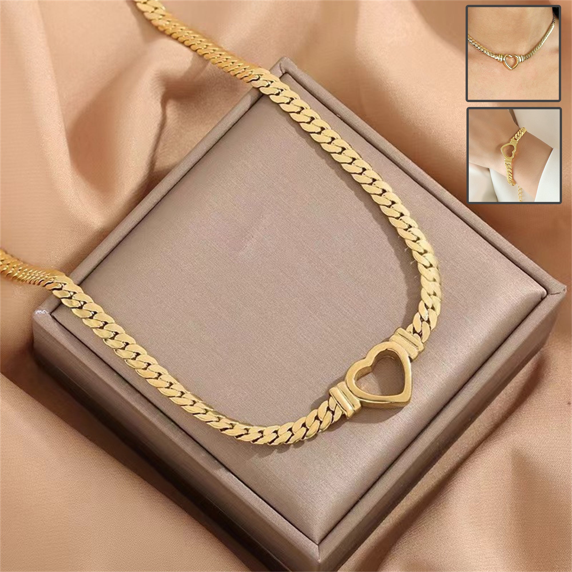 Personalized Love Chain Necklace Bracelet For Women Fashion Titanium Steel Non-fading Clavicle Chain Jewelry