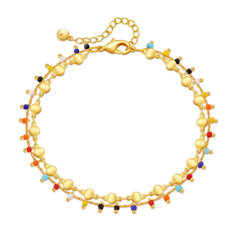 Candy Color Small Rice-shaped Beads National Style Anklets