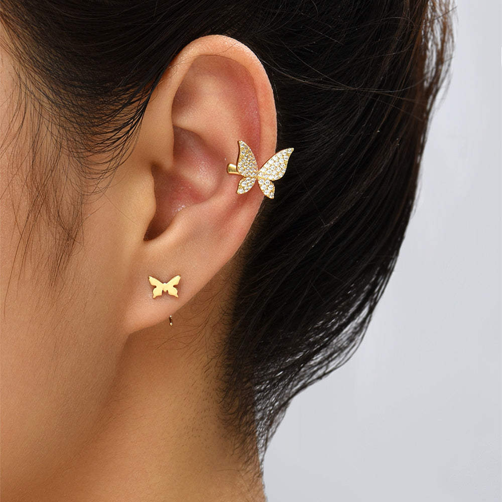 Minority Design Micro-zircon Bow Earrings Earrings Earrings Earrings Clip Female Simple Personality 100-point Temperament No Holes Earrings Earrings