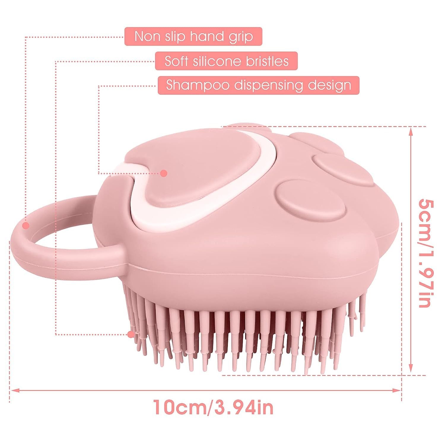 Soft Silicone Pet Grooming Brush For Dogs And Cats - Hair Fur Cleaning And Massage Tool With Shampoo Dispenser