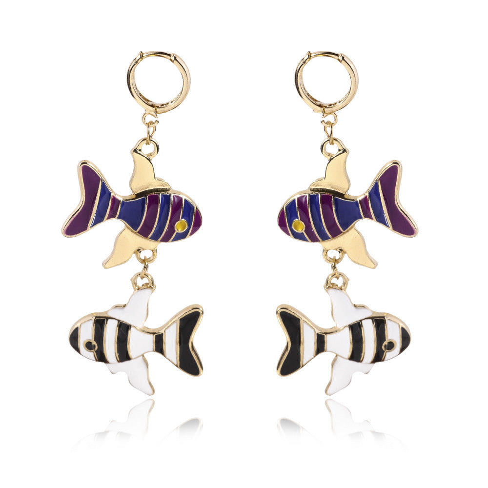 European And American Earrings Alloy Oil Dripping Fish