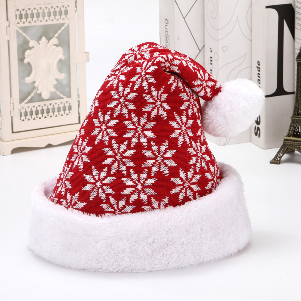 Snowflake Deer Knitted Wool Flannel Christmas Hat