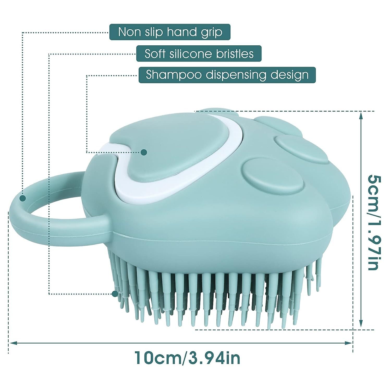 Soft Silicone Pet Grooming Brush For Dogs And Cats - Hair Fur Cleaning And Massage Tool With Shampoo Dispenser