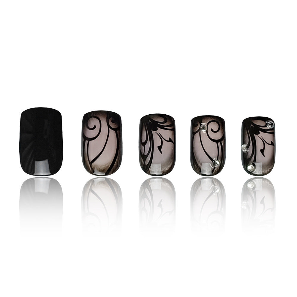 Dark Ins Style Black Vine Wearing Nails And Nails