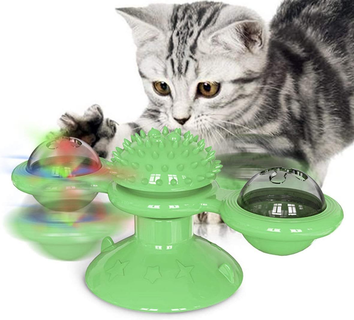 Animal Doll  Stuffed Cat Pet  Catnip Grass Toy Interactive Windmill Cat Toys With Catnip  Cat Toys For Indoor Cats Funny Kitten Toys With LED Light Ball Suction Cup Cat Nip Toy For Cat Chew Exerc